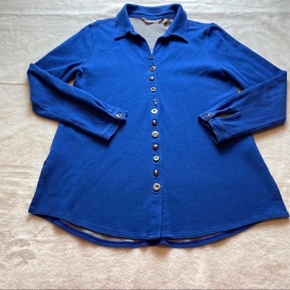 Soft Surroundings Blue Button Down Shirt